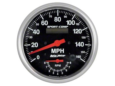 Auto Meter Sport-Comp Series 5-Inch Tachometer/Speedometer Combo; 8K RPM / 160 MPH (Universal; Some Adaptation May Be Required)