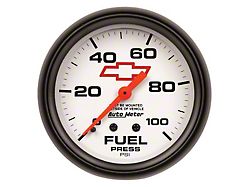 Auto Meter Fuel Pressure Gauge with Chevy Red Bowtie Logo; Mechanical (Universal; Some Adaptation May Be Required)