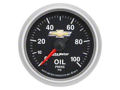 Auto Meter Oil Pressure Gauge with Chevy Gold Bowtie Logo; Digital Stepper Motor (Universal; Some Adaptation May Be Required)