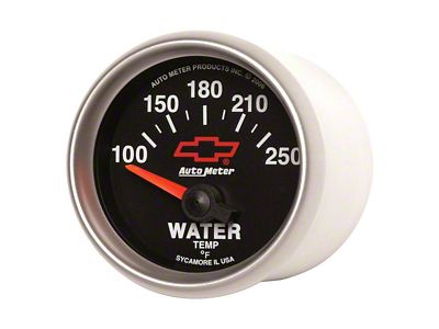 Auto Meter Chevy Black Series 2-1/16-Inch Water Temperature Gauge; 100-250 Fahrenheit (Universal; Some Adaptation May Be Required)