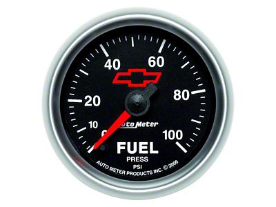 Auto Meter Chevy Black Series 2-1/16-Inch Fuel Pressure Gauge; 0-100 PSI; Digital Stepper Motor (Universal; Some Adaptation May Be Required)