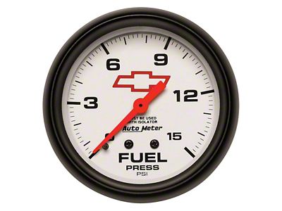 Auto Meter Fuel Pressure Gauge with Chevy Red Bowtie Logo; Mechanical (Universal; Some Adaptation May Be Required)