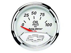 Auto Meter Chevy Vintage Series 2-1/16-Inch Oil Pressure Gauge; 0-100 PSI (Universal; Some Adaptation May Be Required)