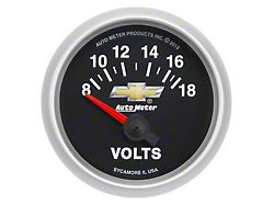 Auto Meter Voltmeter Gauge with Chevy Gold Bowtie Logo; Electrical (Universal; Some Adaptation May Be Required)