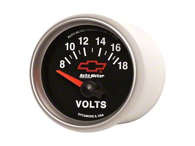 Auto Meter Voltmeter Gauge with Chevy Red Bowtie Logo; Electrical (Universal; Some Adaptation May Be Required)