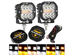 Auxbeam XP-ULTRA Series 3-Inch 6-Mode LED Driving Lights with Covers; Spot/Flood Beam (Universal; Some Adaptation May Be Required)