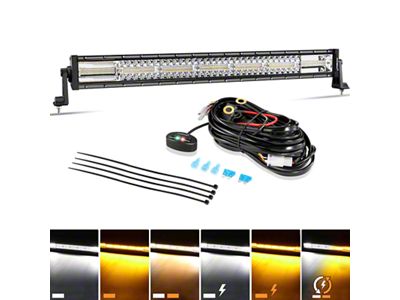 Auxbeam 32-Inch Straight LED Light Bar; White and Amber (Universal; Some Adaptation May Be Required)