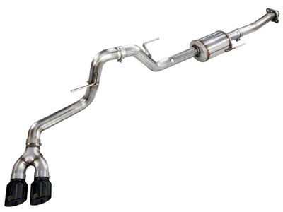 AWE 0FG Single Exhaust System with Diamond Black Tips; Rear Exit (21-25 5.0L F-150)