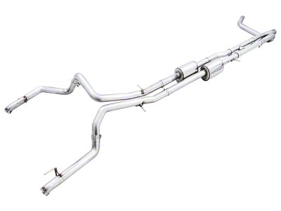 AWE 0FG Dual Exhaust System with Bashguard; Rear Exit (22-24 Sierra 1500 AT4X)