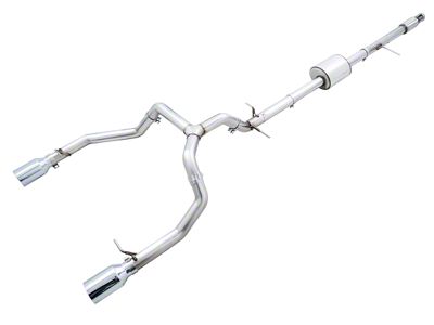AWE 0FG Dual Exhaust System with Chrome Silver Tips; Rear Exit (19-25 5.3L Sierra 1500 w/o Factory Dual Exhaust)