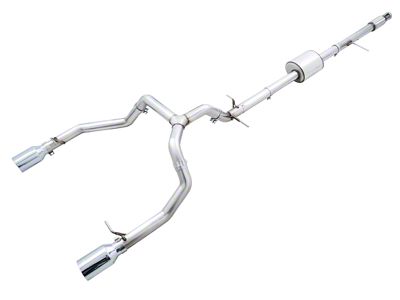 AWE 0FG Dual Exhaust System with Chrome Silver Tips; Rear Exit (19-24 5.3L Sierra 1500 w/o Factory Dual Exhaust)