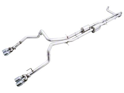 AWE 0FG Dual Exhaust System with Chrome Silver Tips; Rear Exit (22-24 Sierra 1500 AT4X)