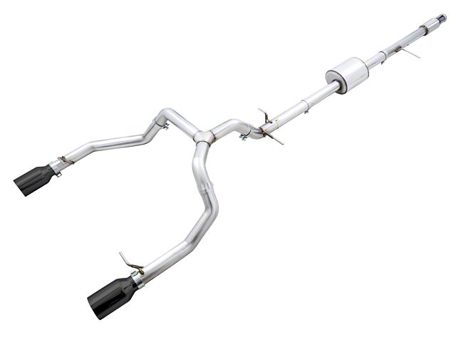 AWE 0FG Dual Exhaust System with Diamond Black Tips; Rear Exit (19-24 5.3L Sierra 1500 w/o Factory Dual Exhaust)