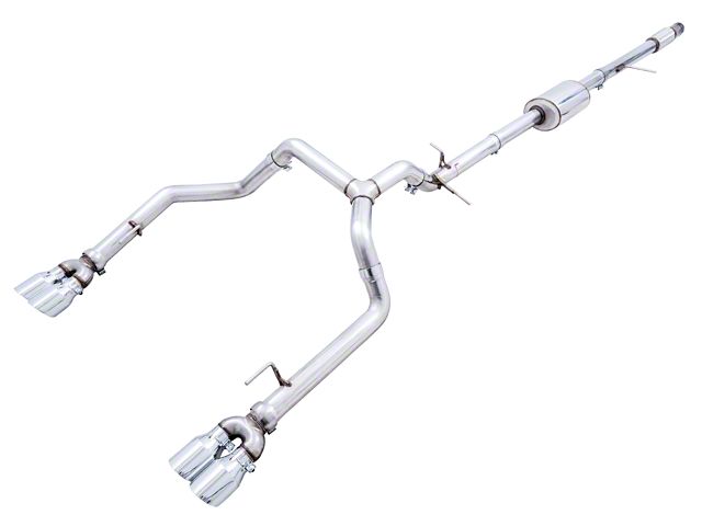 AWE 0FG Dual Exhaust System with Quad Chrome Silver Tips; Rear Exit (19-24 5.3L Sierra 1500 w/ Factory Dual Exhaust)