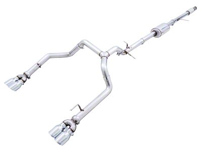 AWE 0FG Dual Exhaust System with Quad Chrome Silver Tips; Rear Exit (19-23 5.3L Sierra 1500 w/ Factory Dual Exhaust)
