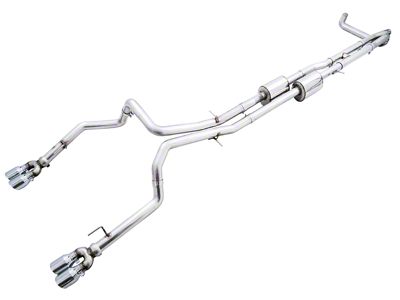 AWE 0FG Dual Exhaust System with Quad Chrome Silver Tips; Rear Exit (19-24 6.2L Sierra 1500 w/ Factory Dual Exhaust)