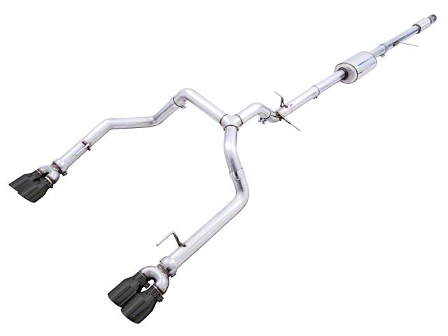 AWE 0FG Dual Exhaust System with Quad Diamond Black Tips; Rear Exit (19-24 5.3L Sierra 1500 w/ Factory Dual Exhaust)