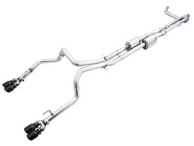 AWE 0FG Dual Exhaust System with Quad Diamond Black Tips; Rear Exit (19-24 6.2L Sierra 1500 w/ Factory Dual Exhaust)