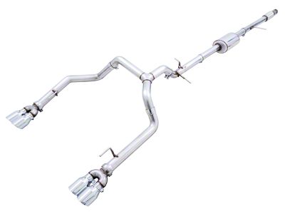 AWE 0FG Dual Exhaust System with Quad Chrome Silver Tips; Rear Exit (19-25 5.3L Silverado 1500 w/ Factory Dual Exhaust)