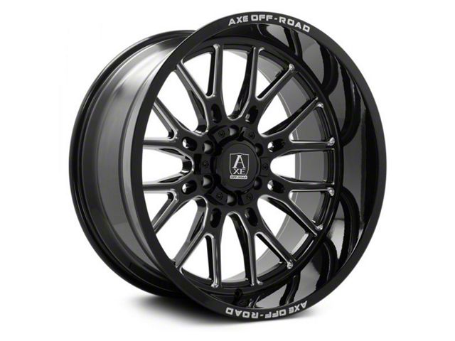 Axe Wheels Atlas Gloss Black Milled 8-Lug Wheel; 22x10; -19mm Offset (07-10 Silverado 3500 HD SRW)