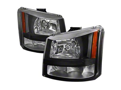 Euro Crystal Headlights; Matte Black Housing; Clear Lens (03-06 Silverado 1500)