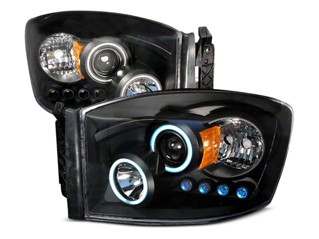 CCFL Halo Projector Headlights; Black Housing; Clear Lens (06-08 RAM 1500)