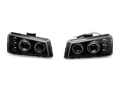 LED Halo Projector Headlights; Matte Black Housing; Clear Lens (03-06 Silverado 1500)