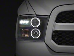 Dual LED Halo Projector Headlights; Matte Black Housing; Clear Lens (09-18 RAM 1500 w/ Factory Halogen Non-Projector Headlights)