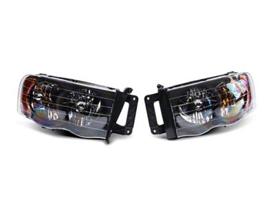 Euro Crystal Headlights; Black Housing; Clear Lens (02-05 RAM 1500)