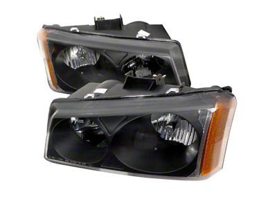 Euro Crystal Headlights; Black Housing; Clear Lens (03-06 Silverado 1500)