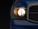 Euro Headlights; Matte Black Housing; Clear Lens (06-08 RAM 1500 w/o Bottom Amber Colored Bar)