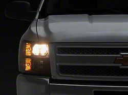 Euro Crystal Headlights; Matte Black Housing; Clear Lens (07-13 Silverado 1500)