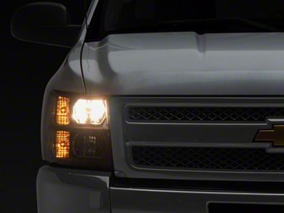 Euro Crystal Headlights; Matte Black Housing; Clear Lens (07-13 Silverado 1500)