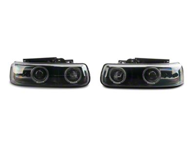 Projector Headlights; Matte Black Housing; Clear Lens (99-02 Silverado 1500)