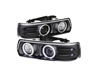 CCFL Halo Projector Headlights; Black Housing; Clear Lens (99-02 Silverado 1500)