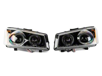 LED Halo Projector Headlights; Black Housing; Clear Lens (03-06 Silverado 1500)