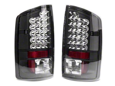 LED Tail Lights; Black Housing; Clear Lens (02-06 RAM 1500)