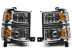 Euro Headlights; Chrome Housing; Clear Lens (14-15 Silverado 1500)