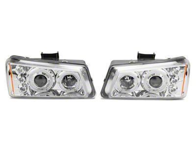 LED Halo Projector Headlights; Chrome Housing; Clear Lens (03-06 Silverado 1500)