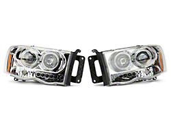 LED Halo Projector Headlights; Chrome Housing; Clear Lens (02-05 RAM 1500)
