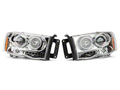 LED Halo Projector Headlights; Chrome Housing; Clear Lens (02-05 RAM 1500)