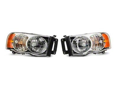 Euro Crystal Headlights; Chrome Housing; Clear Lens (02-05 RAM 1500)