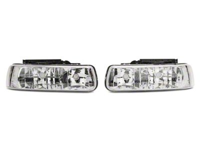 Euro Crystal Headlights; Chrome Housing; Clear Lens (99-02 Silverado 1500)