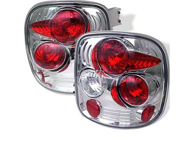 Euro Style Tail Lights; Chrome Housing; Clear Lens (99-04 Silverado 1500 Stepside)