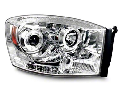 Halo Projector Headlights; Chrome Housing; Clear Lens (06-08 RAM 1500)
