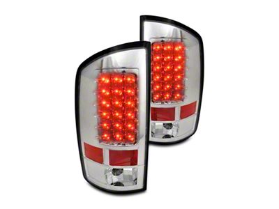LED Tail Lights; Chrome Housing; Clear Lens (02-06 RAM 1500)