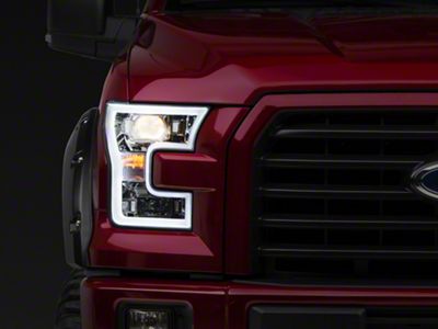 LED DRL Projector Headlights; Chrome Housing; Clear Lens (15-17 F-150 w/ Factory Halogen Headlights)