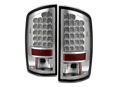 LED Tail Lights; Chrome Housing; Clear Lens (02-06 RAM 1500)