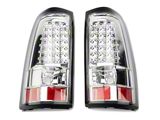 LED Tail Lights; Chrome Housing; Clear Lens (99-02 Silverado 1500 Fleetside)