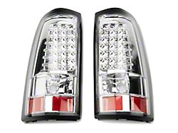 LED Tail Lights; Chrome Housing; Clear Lens (99-02 Silverado 1500 Fleetside)